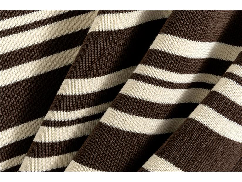 Women's Korean Fashion Striped Sweater & Wide-Leg Pants Knitted Set