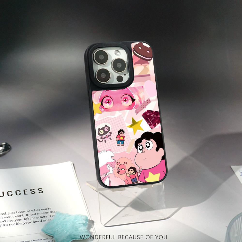 

Steven classic cartoon cute universe design Phone Case for iPhone 17 16 e 15 14 13 12 Pro Max Sheepskin Silver-edged case iPhone 11 Pro