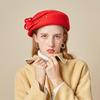 Autumn And Winter British Retro Flower Woolen Top Hat Women'S Elegant Temperament Stewardess Hat Korean Version Versatile Beret