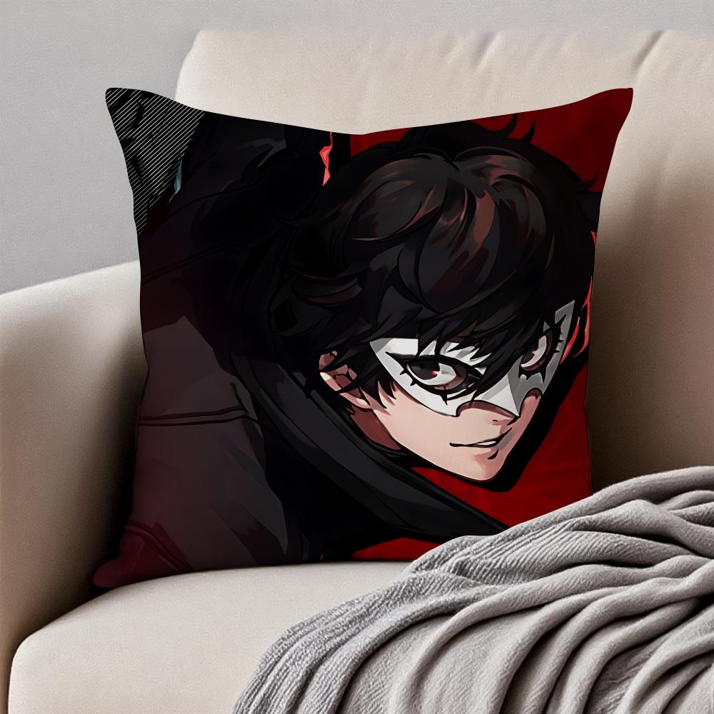 Stylish PPERSONA5 Anime Icons Cushion Cover Pillowcase Antidustmite Invisible Zipper Short Plush Sofa Cushion