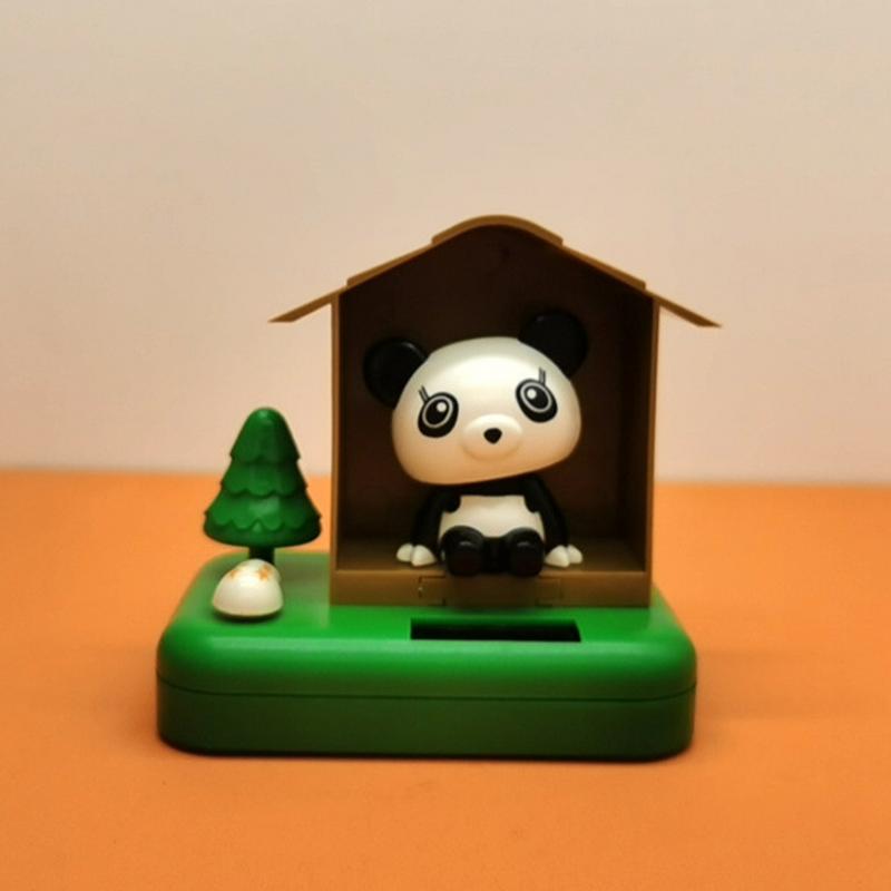 Car Ornaments For Dashboard Bobblehead Panda In Tree House Dashboard Decorations Solar Powered Car Ornaments Decorative Reusable