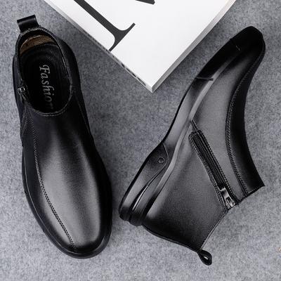 Mode Winter Business Mode Herren Hochwertige Herrenschuhe Business Formell Lederstiefel Klassisch Plüsch Warmhalten Reißverschluss Kurze Stiefel