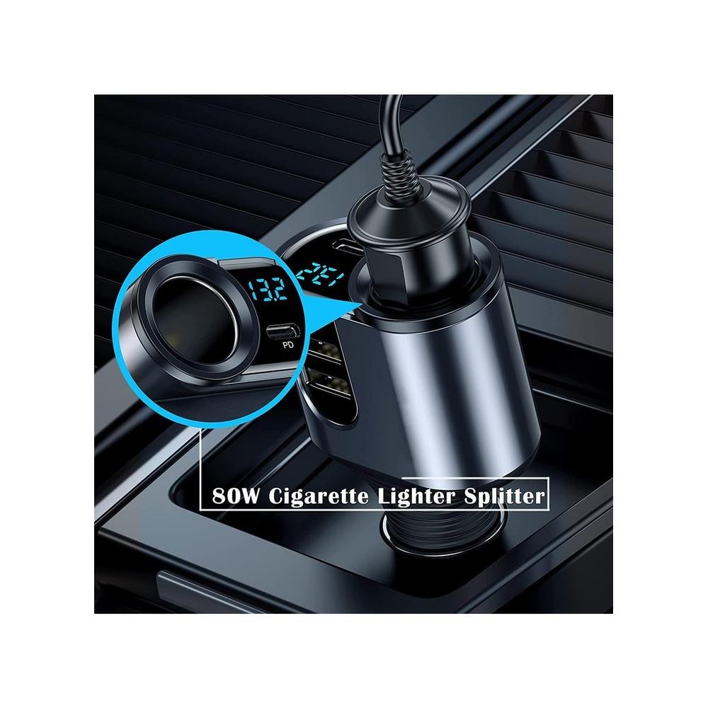 Car Charger Splitter PD30w QC3.0 Lighter Adapter Car Lighter Socket Splitter with Switch