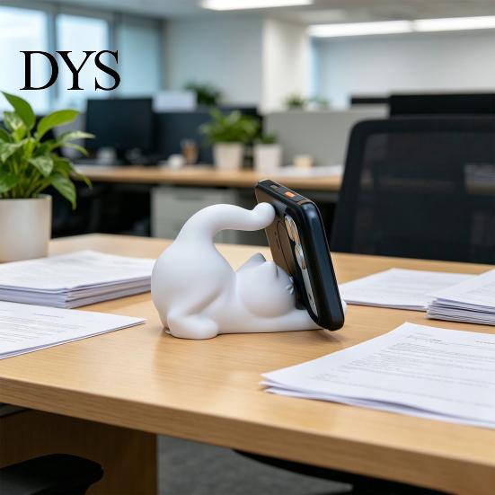 Delicate Texture Phone Stand Stretching Cat Cell 3D Printed Cartoon Hands-free Holder Statue Smartphone for Home Office Desktop Decor Shaped