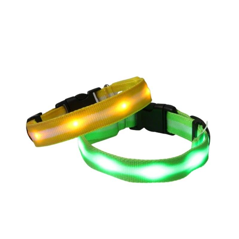 Solid Nylon LED Light Dog Collar 3 Models Shining for Night Walking  Anti-lost Safety Glow Luminous Collars Pet Cat Supplies