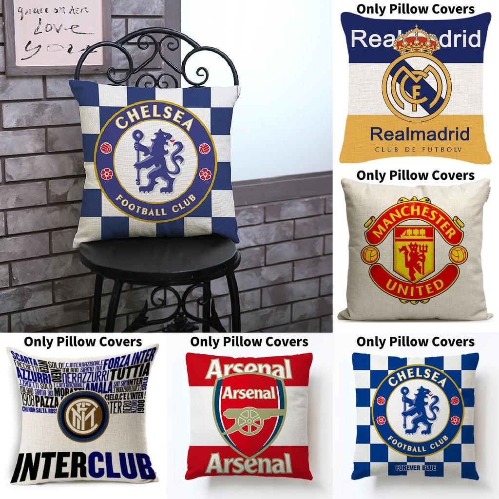 Football Cup Flag Club Linen Cushion Cover For Living Room Sofa Decor