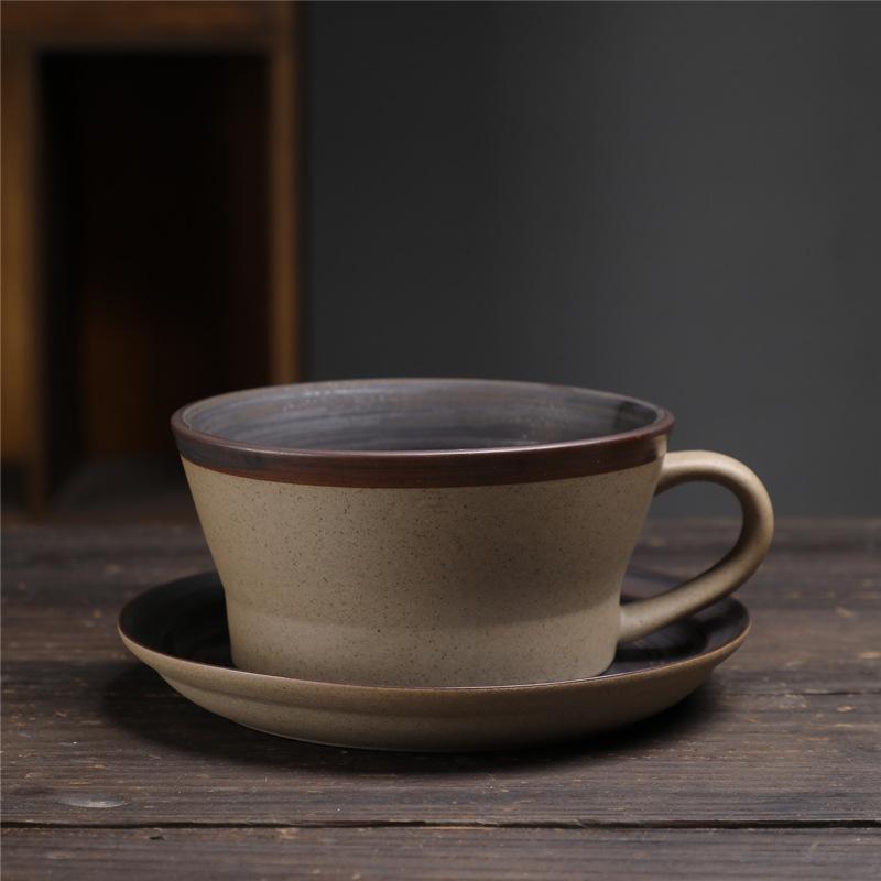 Vintage Ceramic Coffee Cup and Saucer Home Stoneware Breakfast Milk Mug Afternoon Tea Flower Tea Coffee Cup Couple Water Mug New