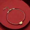 Red Hand Rope Gold-Plated Bead Bracelet - Qixi Gift for Girlfriend