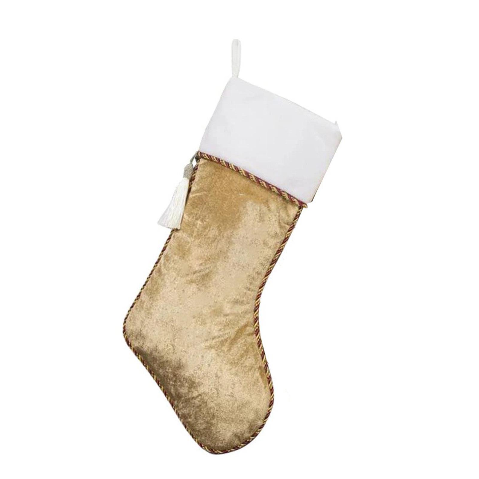 Velvet Christmas Stockings and Gift Bags - White Gold Christmas Tree Decorations & Candy Bags