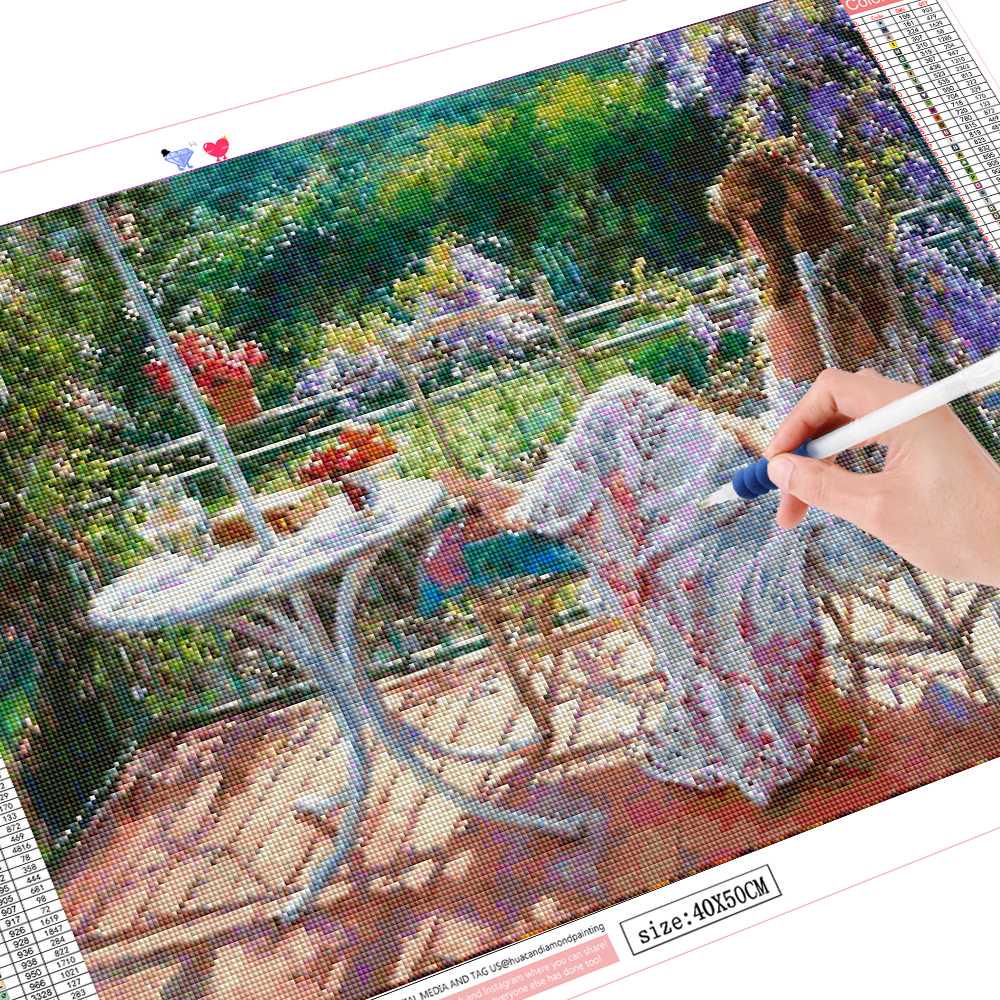Diamond Painting 5D Schönheit Diamant Stickerei Set Garten mit Runden Strass Mosaik Kunst Heimdekor