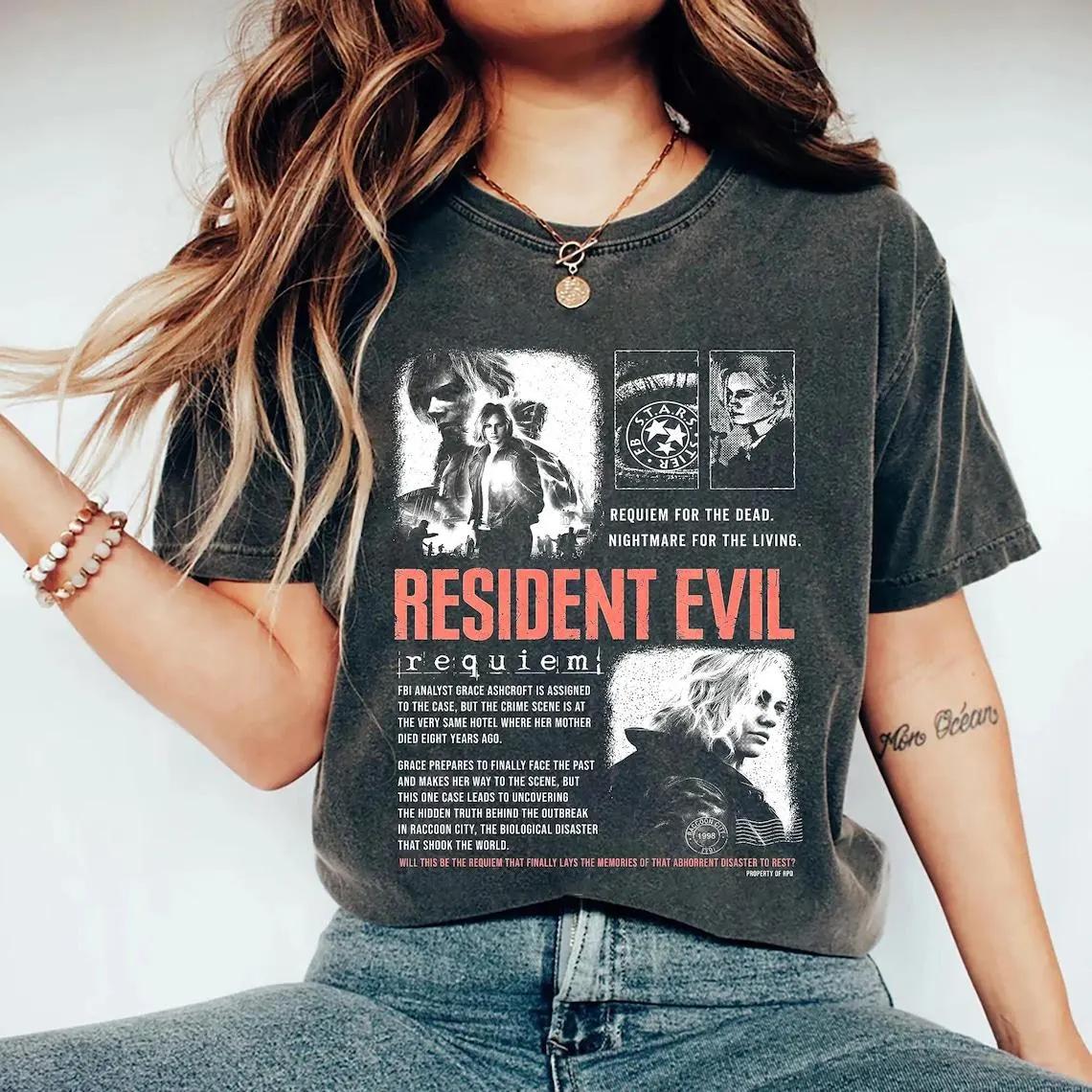 

Plus Size Summer Womens Retro Resident Evil Requiem TShirt Cotton Breathable Stylish Versatile Street Style Oversized 4XL