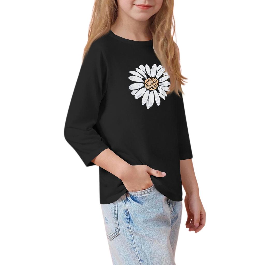 Children's 3/4 Sleeve O-neck Daily Casual Printed Top