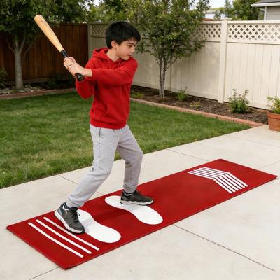 Baseball Batting Mat for Training Shock Absorbing Softball Pitching Mat Batting Practice Mat with Anti-Slip Bottom Footprint Guide for Beginner