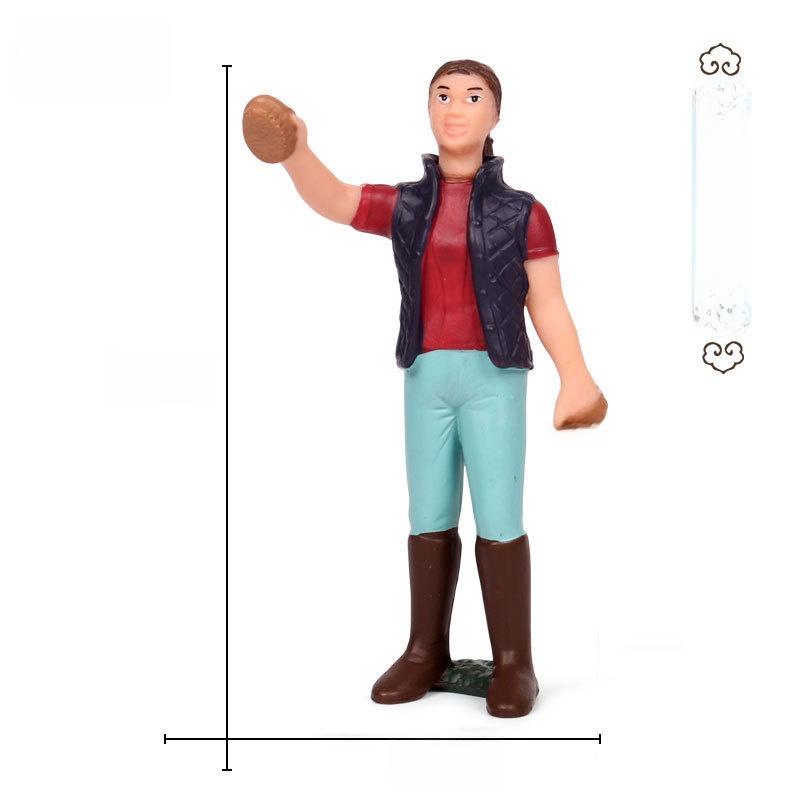 Farm Pasture Simulation Plastic Doll Model Ornament Farmer Worker Animal Woman