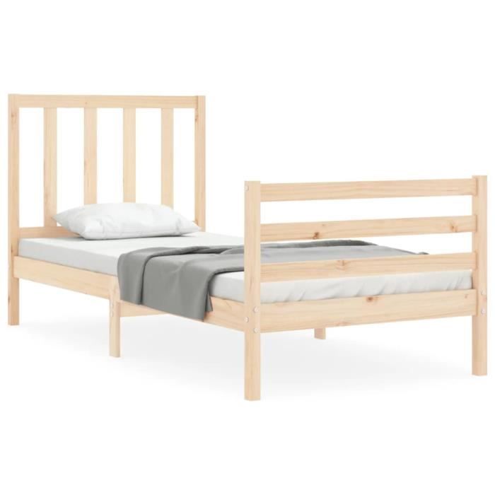 VidaXL Bed Frame with Headboard 90x200 Cm Solid Wood 3193841