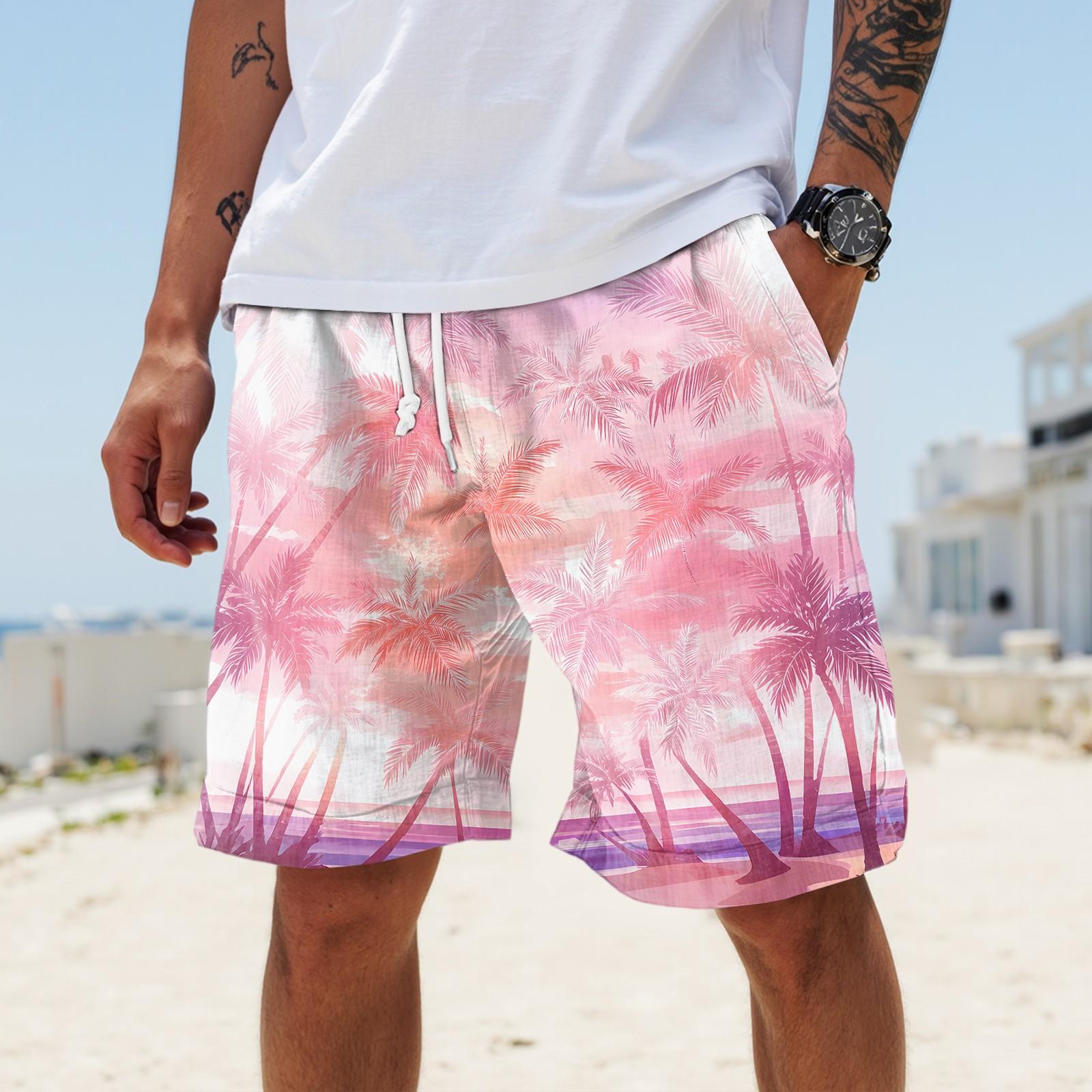 

Мужские летние большие повседневные свободные спортивные брюки пляжные шорты XXXL розовый