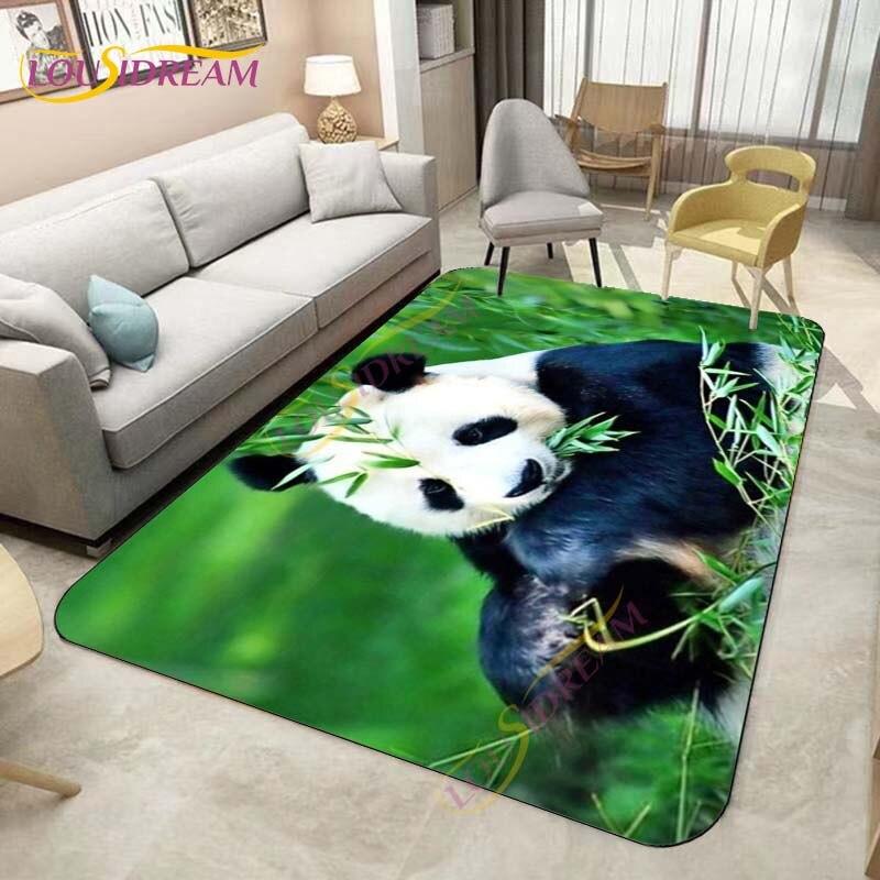 Animal Carpets Cute Panda Pattern Floor Mat Bamboo Door Mat Cartoon Panda Printed Mat Carpets for Bedroom Living Room Home Decor