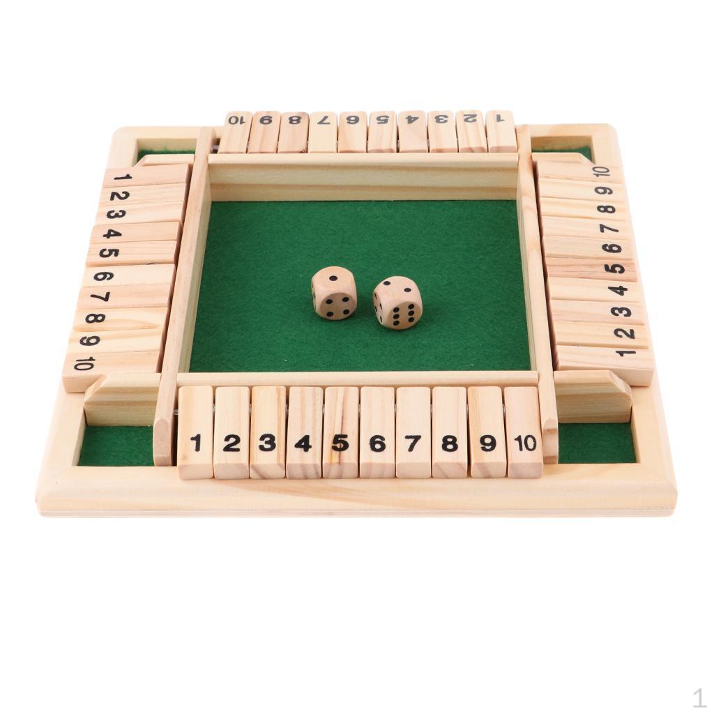 Wood Deluxe 4 Sided 10 Number Shut The Box Dice Board Game For Kids Adults