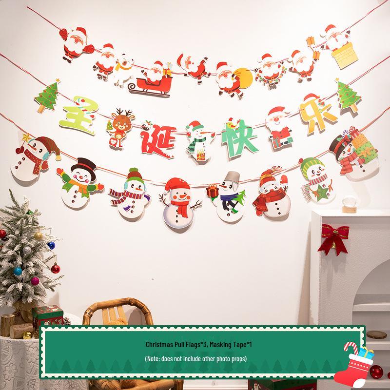 Guirlandes de fanions de Noël pour café ou décoration de chambre d'enfant