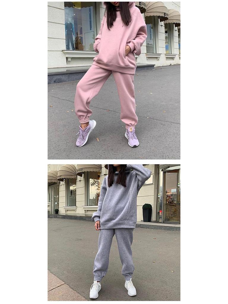 Damska bluza oversize z podszewką z polaru i casualowy zestaw sportowy na jesień/zimę