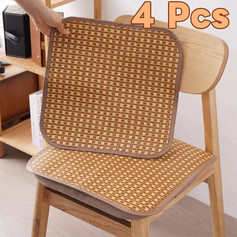 4 Piece Breathable Summer Chair Pad Non-slip Seat Cover Rattan Cooling Seat Cushion  Office