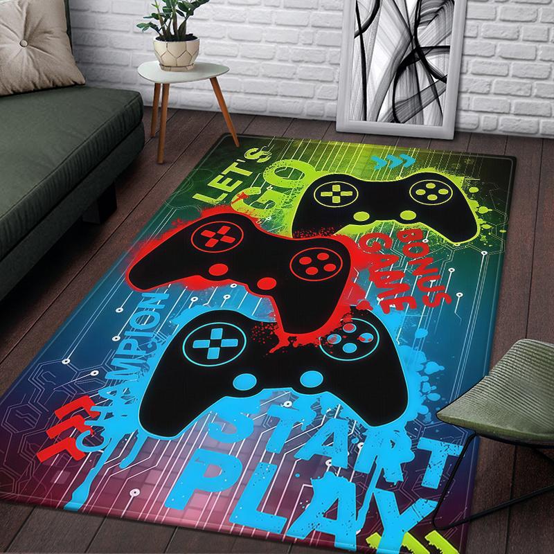 Gaming Esports Geometrisches Controller-Muster Teppichmatte für Jungenzimmer Gaming Großer Teppich für Wohnzimmer Heimdekoration Teppich