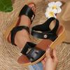 Women Summer Casual Wedge Sandals Comfortable Non Slip Beach Shoes Woman Flower Decor PU Leather Walking Sandalias Mujer 2025