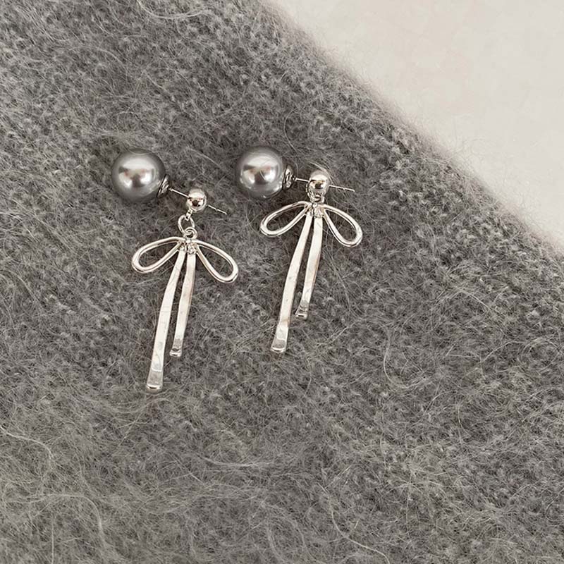 Faux Pearl Stud Earrings for Women, Temperamental Tassel and Bow Stud Earrings… More