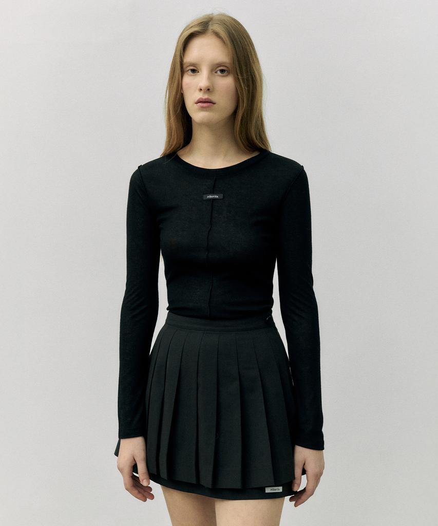 ROLAROLA Logo Pleats Mini Skirt Black
