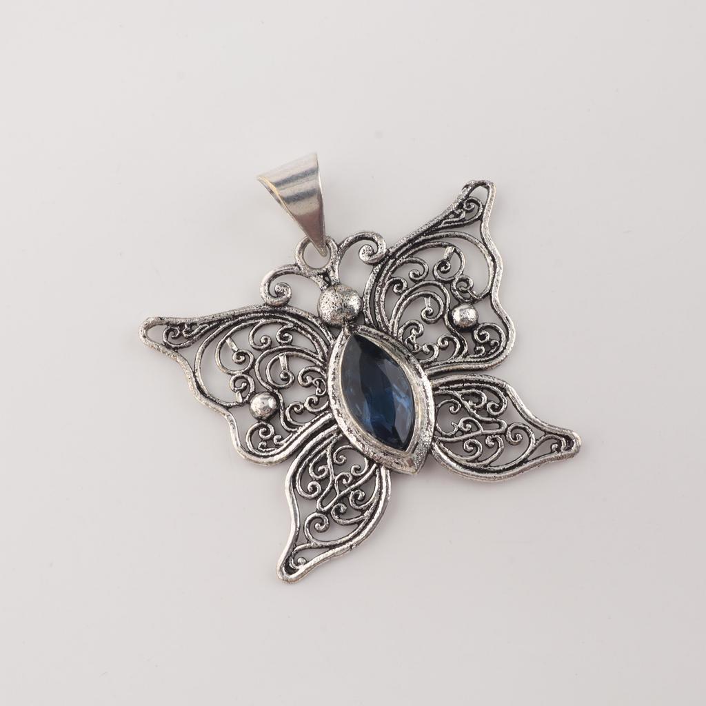 London Blue Topaz Gemstone 925 Sterling Silver Stylish Pendant 1.5" Handmade Jewelry For Women CP-41-10