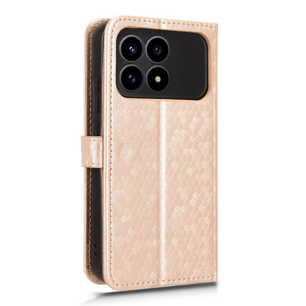 For Xiaomi Redmi K90 5G Wallet Case Dot Pattern Imprint PU Leather Phone Cover with Wrist Strap