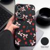 Cherry Bowknots Print Case For Samsung S26 Ultra S25 A18 S24 S23 S22 S21 FE A15 A16 A17 A35 A36 A37 A54 A55 A56 A57 Leather Texture Silicone Cover