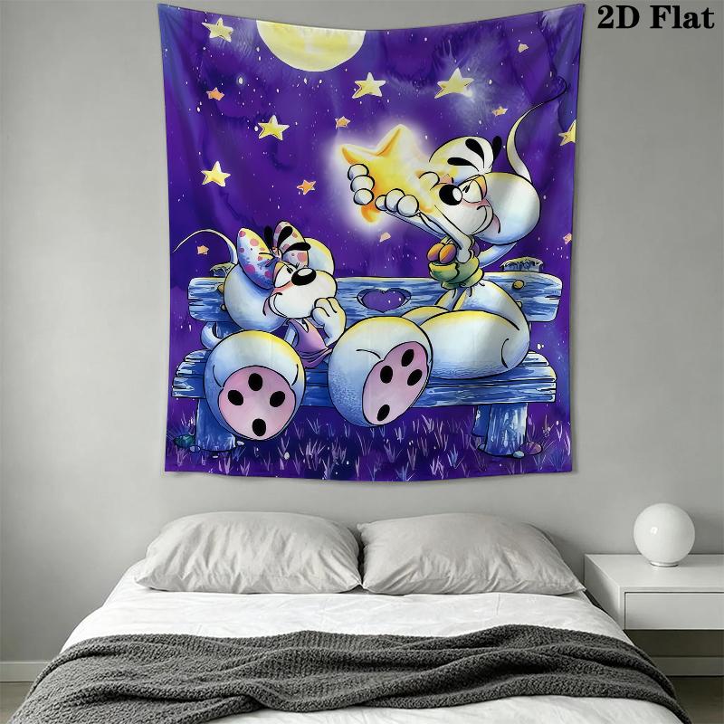 Diddl Wall Tapestry Aesthetic Wall Hanging Printed Fabric Blanket Decorative Tapestries for Bedroom Living Room Home Decor