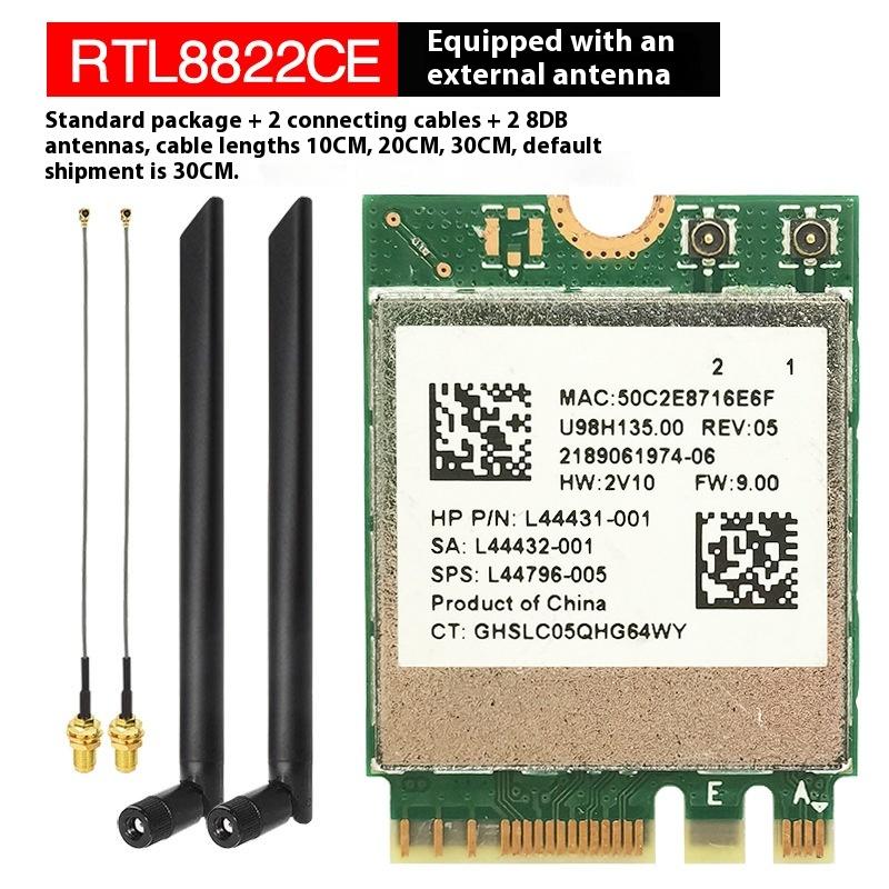 1 Set 2.4Ghz Bluetooth-Compatible Wifi Card Ipx Connector Card Rtl8822Ce Dual-Band 802.11Ac 1200Mbps M2 Wifi Card