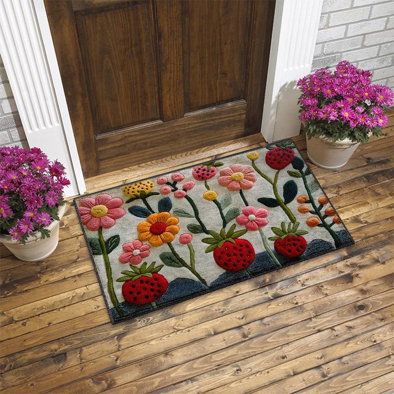 Dywaniki podłogowe z kaszmiru z nadrukiem kwiatowym, dywaniki podłogowe antypoślizgowe do łazienek i świąteczne dekoracyjne wycieraczki do salonów i sypialni