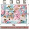 2D Blue Pink Teddy Bear Baby Shower Backdrop, Gender Reveal Photo Background