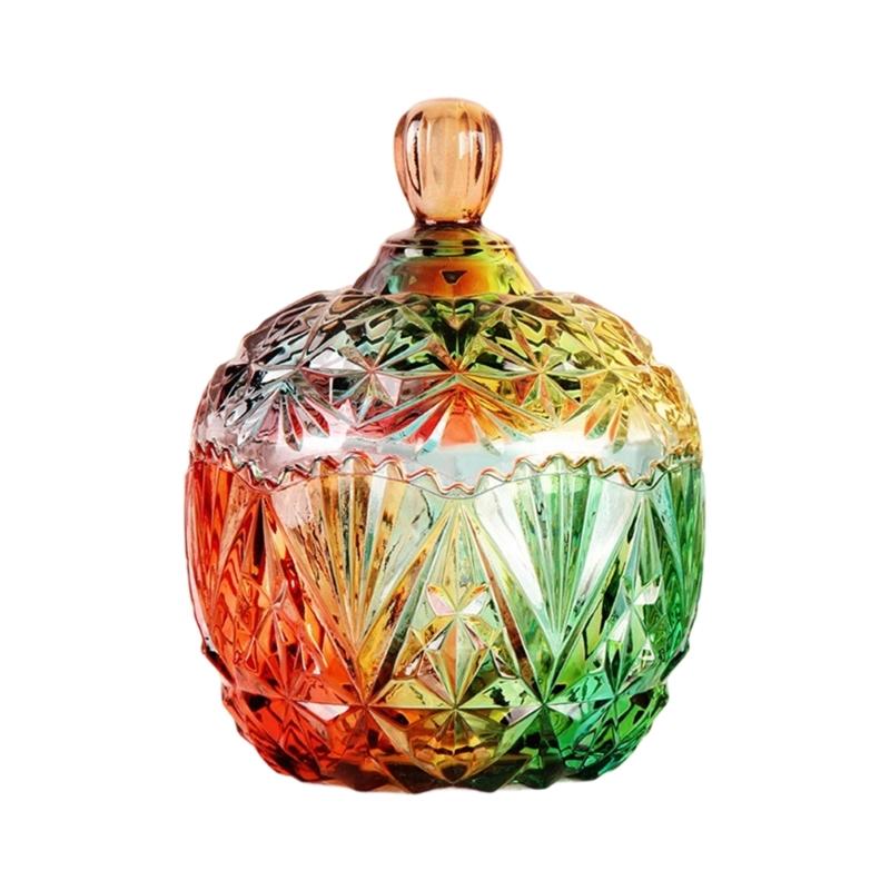 Beautiful European Style Multicolored High Transparency Glasses Candy Storage Jar for Decors and Organization at Homes