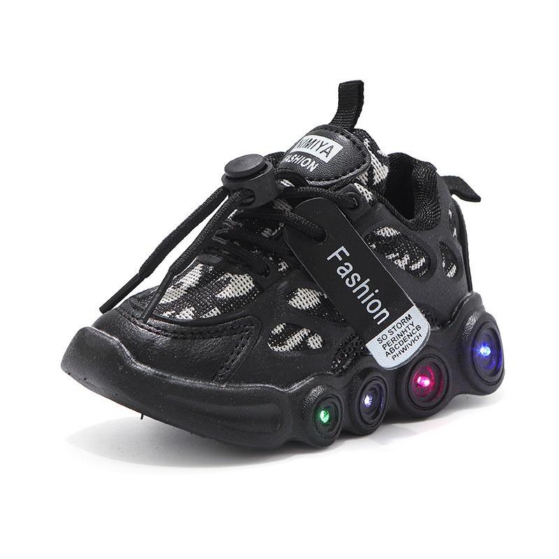 Fashion LED Light Shoes Children Mesh Breathable Casual Sneakers for Boys Girls Comfortable Kids Anti-Slip Luminous Shoes