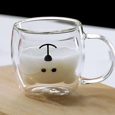 250ml High Borosilicate Creative Glass Cup Little Bear Cup   Women'S Summer Cat Claw Cup Double Layer Creative Drinking Cup