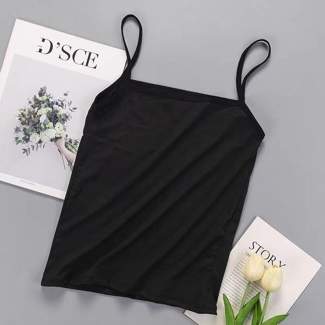 Women Summer Modal Camisole Crop Tops Sleeveless Slim Sling T-shirt Black White Bottoming Tanks Bra Underwear Vest Tops