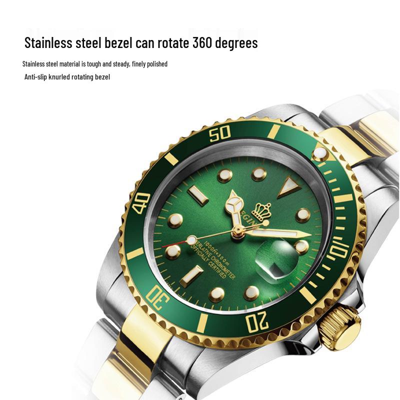 მამაკაცის მწვანე Submariner Date უჟანგავი ფოლადის საათი – მაღალი კლასის მინიმალისტური, წყალგაუმტარი, მბრუნავი ბეზელი, სტუდენტური სპორტული დიზაინი