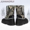 Winter Camouflage Snow Men Boots Rain Shoes Outdoor Waterproof With Fur Plush Warm Thick Plush Male Casual Work Motorcycle Boots