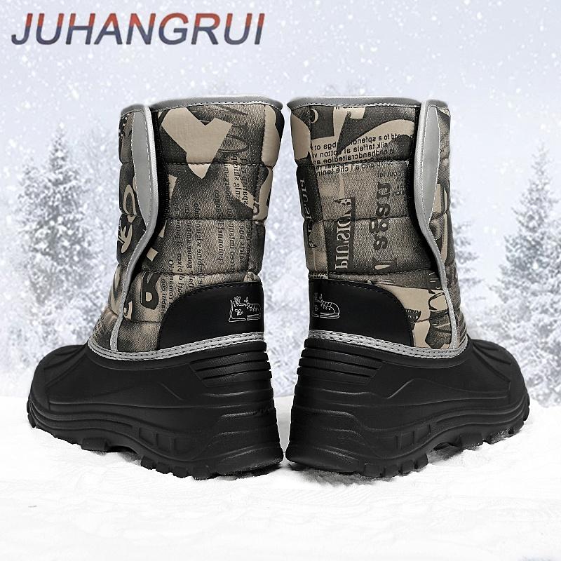 Winter Camouflage Snow Men Boots Rain Shoes Outdoor Waterproof With Fur Plush Warm Thick Plush Male Casual Work Motorcycle Boots