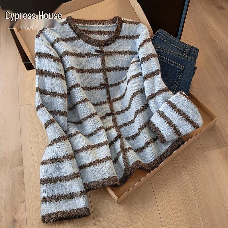 

Women s Color-Block Striped Loose Fit Knit Sweater One Size