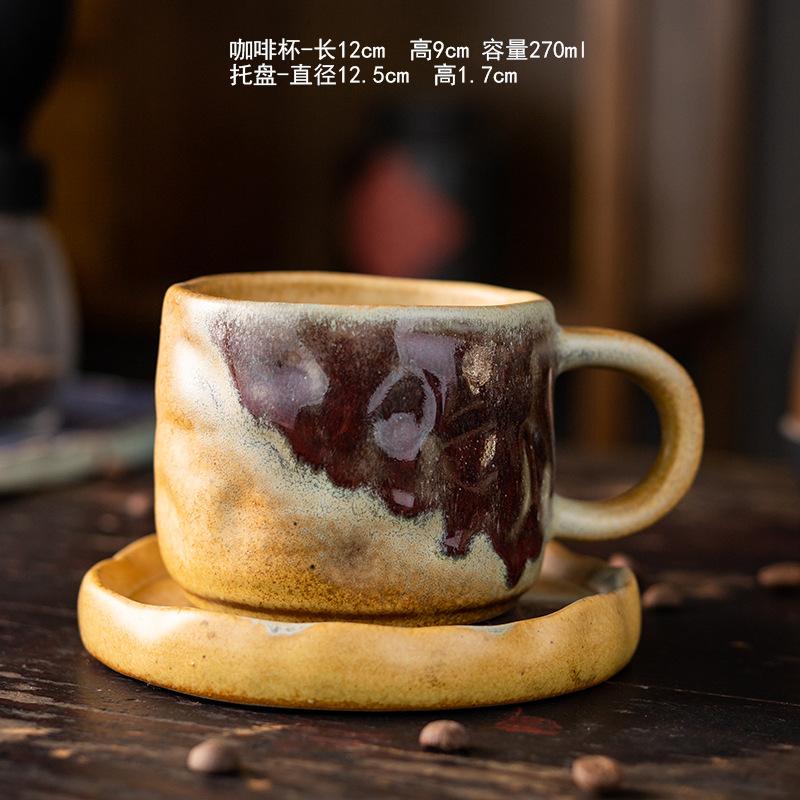 Vintage Ceramic Coffee Cup Afternoon Tea Cups Coarse Pottery Mug Oat Breakfast Cup Flower Tea Mug Water Cups Juice Mug Teacup