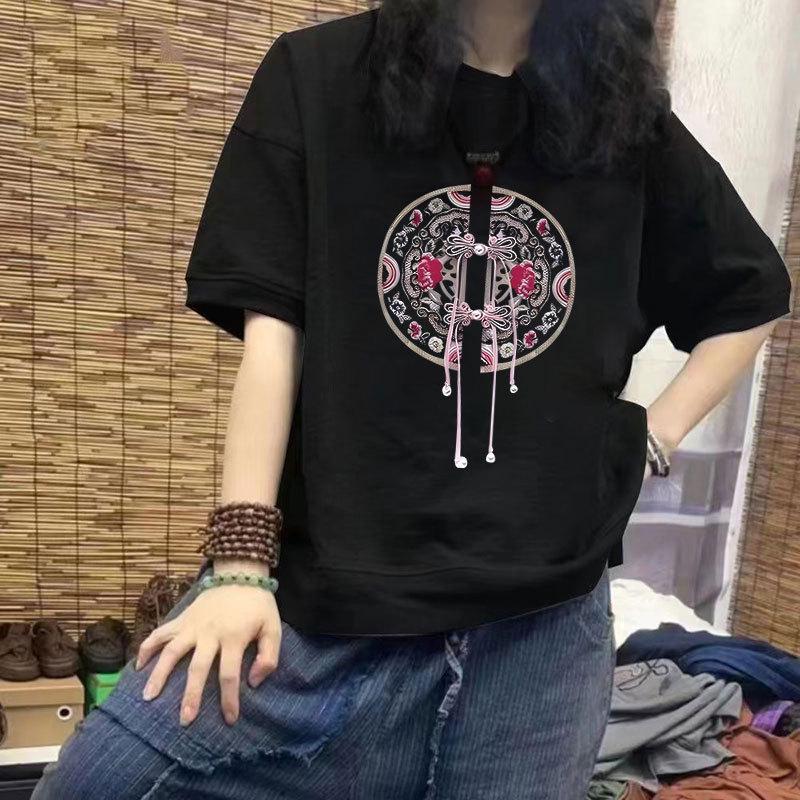 

Women s 100% Cotton Casual Short Sleeve T-Shirt - New Loose Fit Plus Size Trendy Print Top S [Up to 85 pounds]