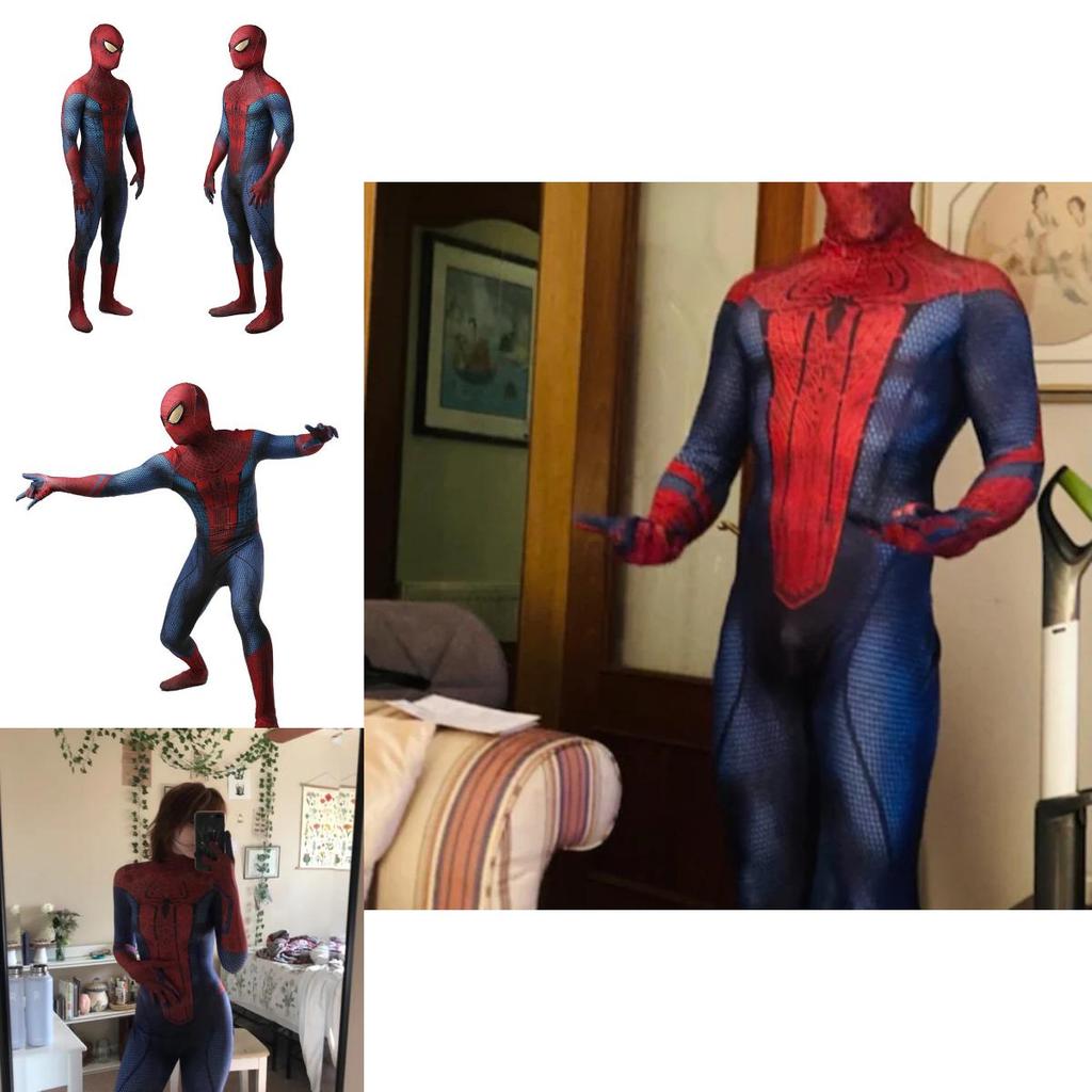 The Amazing Spider-man Suit Blue&red Spandex Bodysuit For Kids And Adults