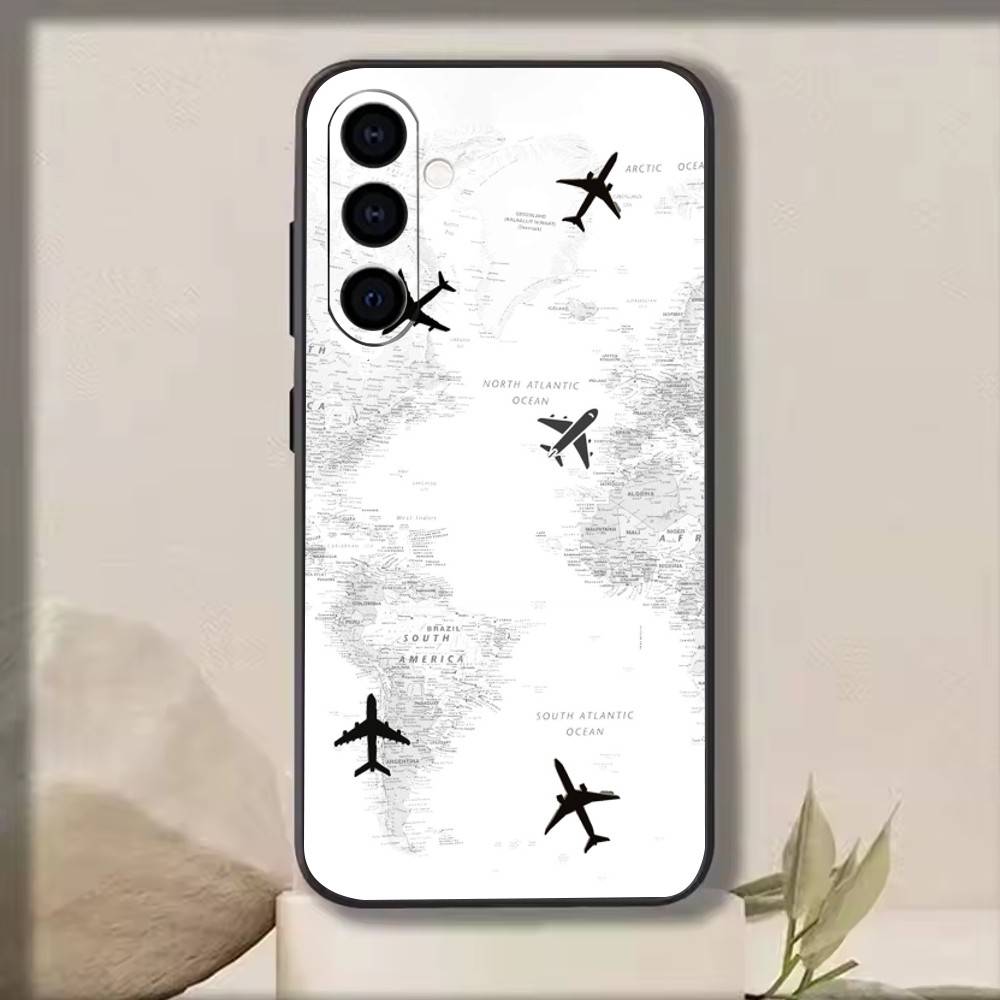 Travel-Inspired Airplane Route   Phone Case For Samsung Galaxy A73,A72,A71,A70,A53,A52,A51,Others Soft Black Cover
