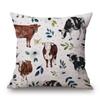 Highland Cows Animals Painting Cushion Covers Flower Blossom Decorative Pillow Case For Sofa Xcm