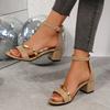 Fashion Women Sandals 2026 New Low Heels Casual Shoes Woman Sexy Open Toe Summer Square Female Ankle Strap Cover Sandals Women